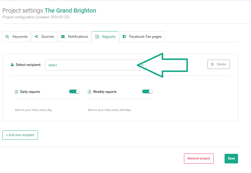 configuración del proyecto