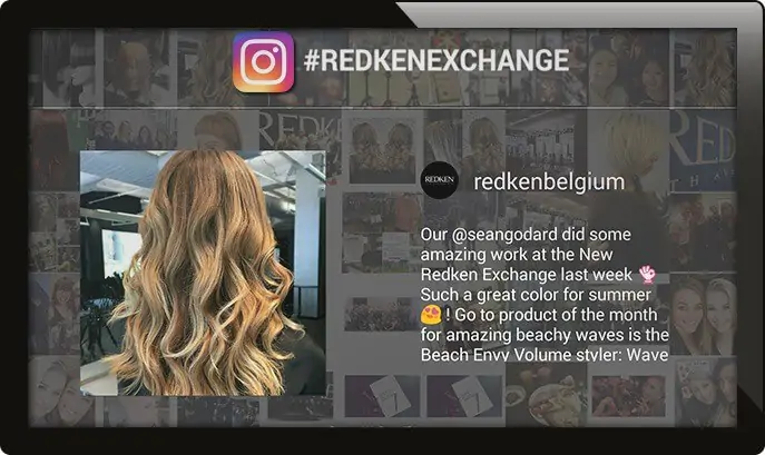 Social media wall example from Redken