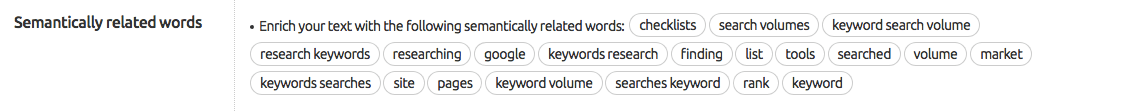 SEMRush: emantically related words