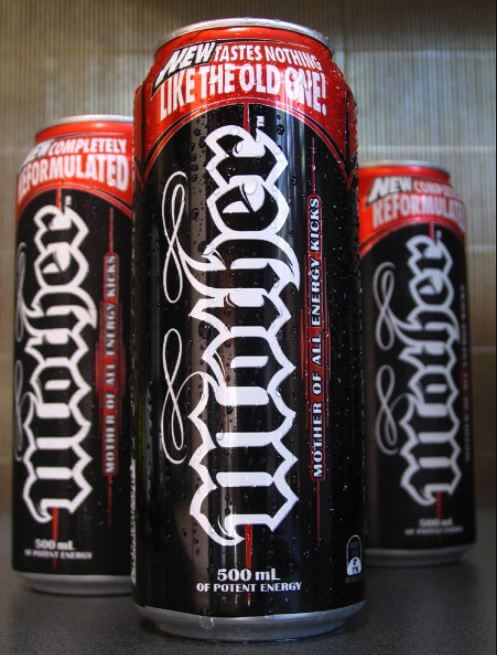 cans of Mother energy drink