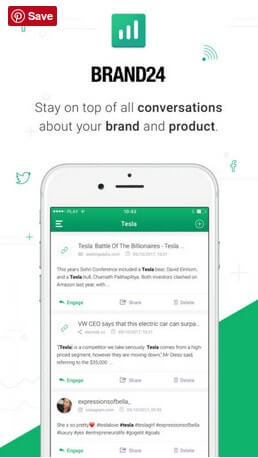 Mobile app of social media monitoring tool Brand24