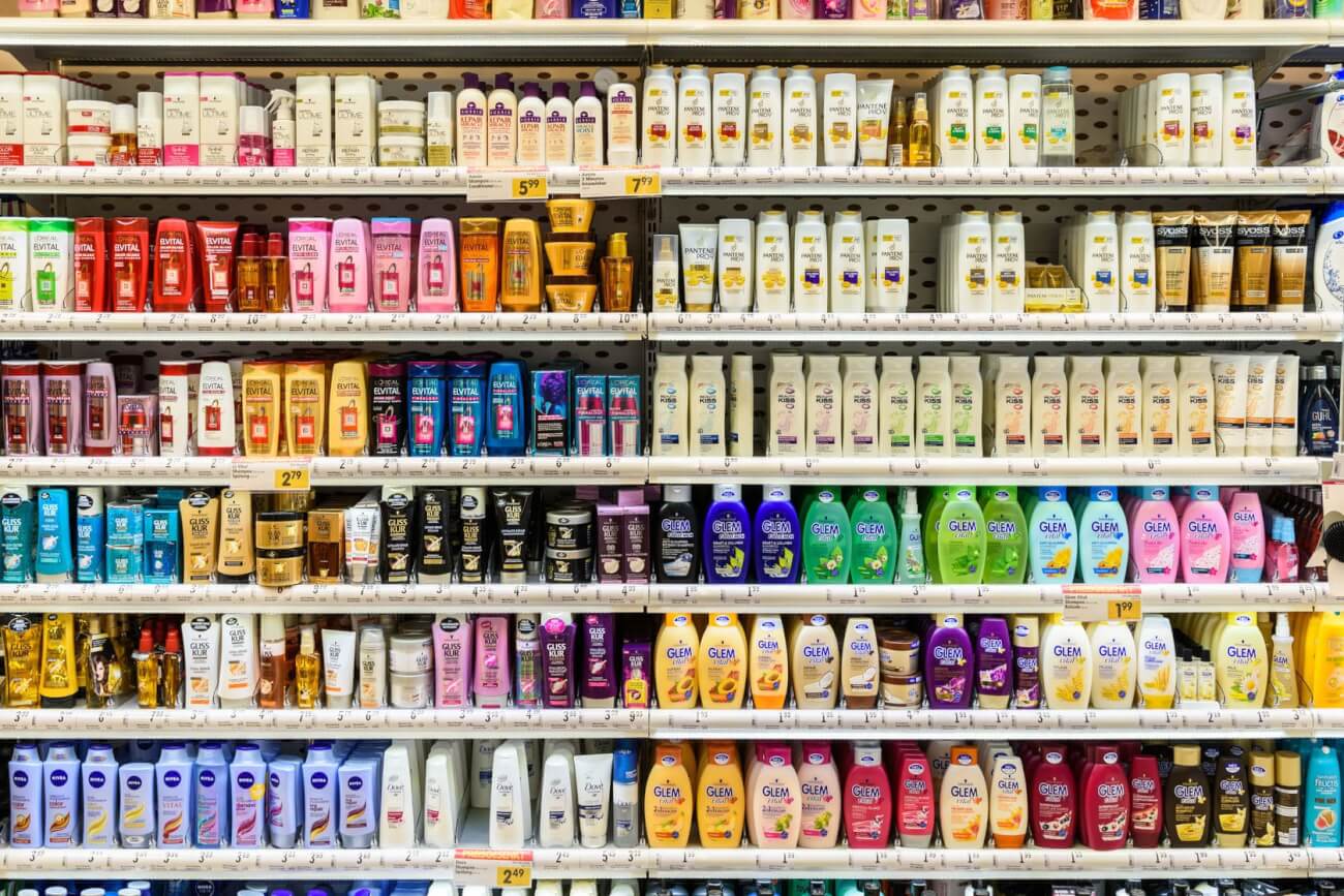 shelves full of different brands of skincare products, measure brand awareness