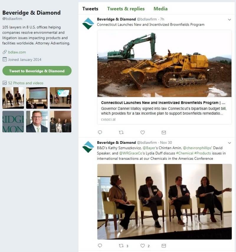 example of environmental law firm's social media shares