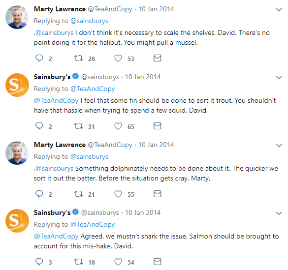 Ejemplo de servicio de atención al cliente en redes sociales de Sainsbury's