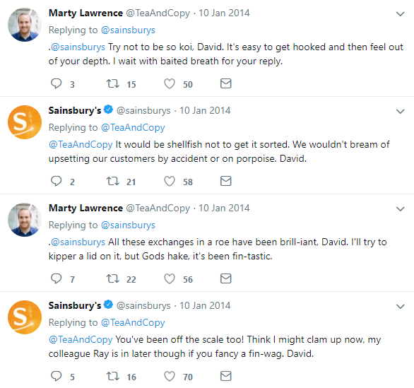 An example of Social Media Customer Service by Sainsbury's