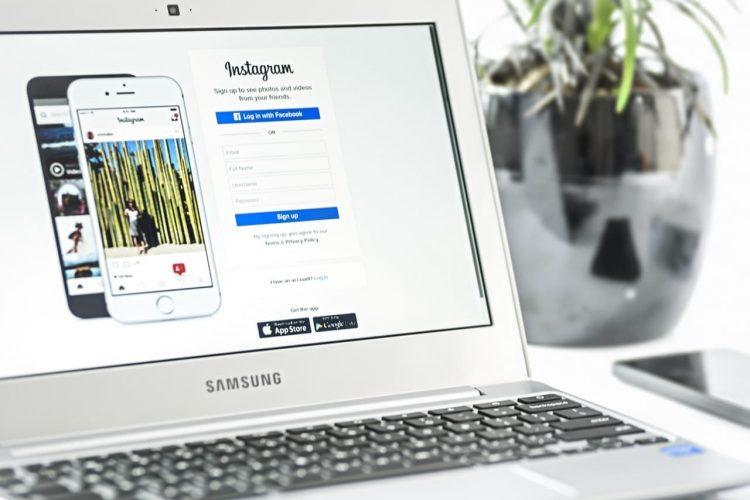 an open laptop with Instagram login page open