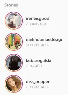 Instagram stories display of avatars