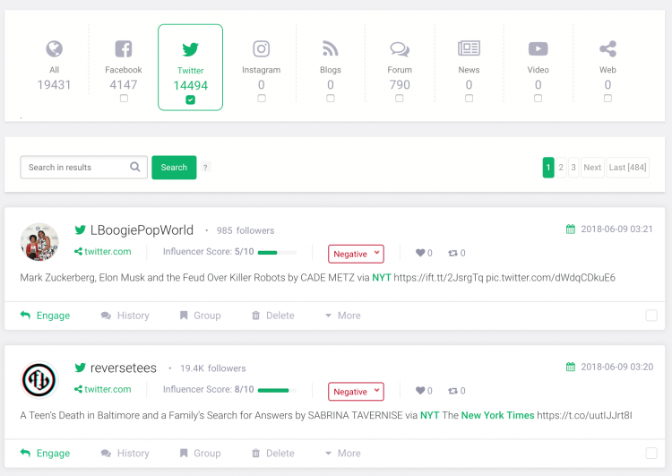 Brand24 dashboard with mentions and social media channels