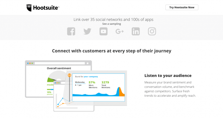 screen print of HootSuite main page