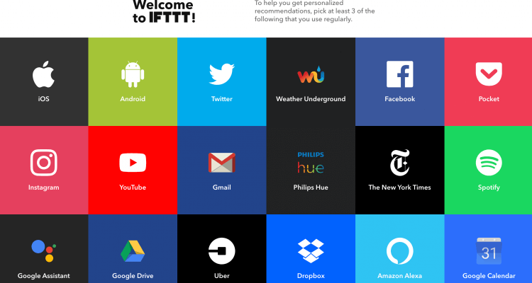 print screen of IFTTT front page