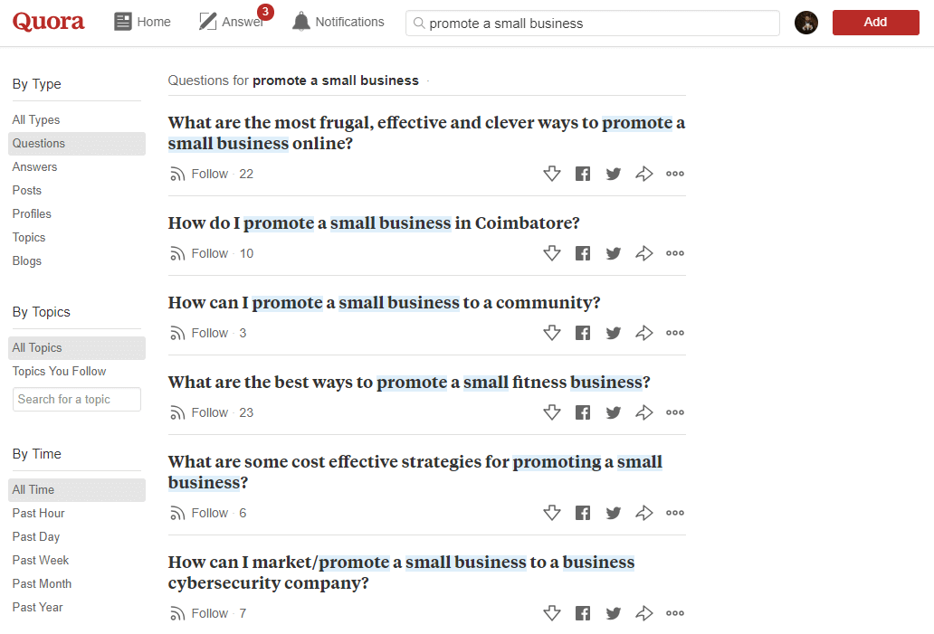 Ejemplos de preguntas sobre pequeñas empresas en Quora.