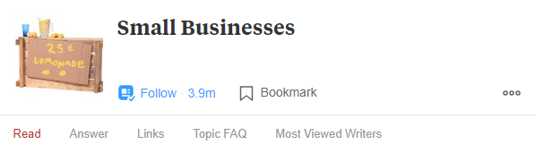 Quora topic page for small busniess
