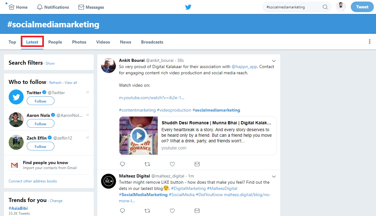 twitter search hashtab