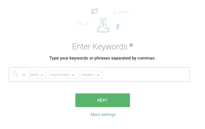 A Panel for typing keywords in Brand24