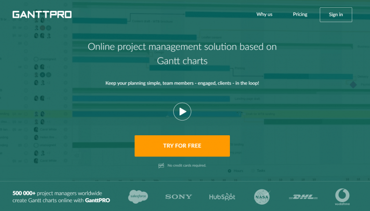 Print screen presenting the home page of Ganttpro , a SaaS tool, which is offering a special discount for Black Friday and Cyber Monday.