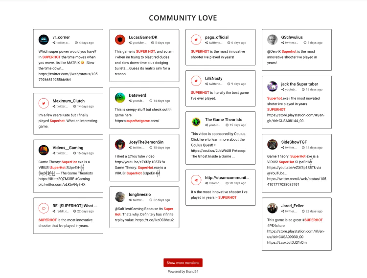 una lista de testimonios de clientes en directo que podría utilizar para el marketing en redes sociales de una marca de belleza