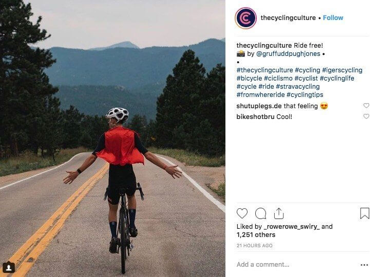 A screenshot of an Instagram post from thecyclingculture profile