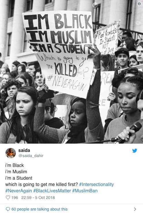 Captura de pantalla de una publicación en Twitter con el hashtag #BlackLivesMatter