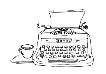 A drawing of a typewriter with the pound symbol in its keyboard