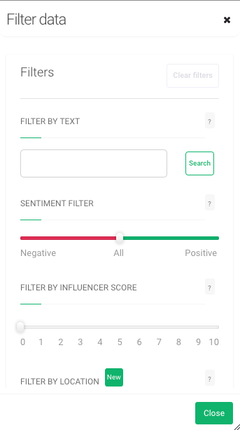 print screen of Brand24 filters where you can set up the sentiment filter