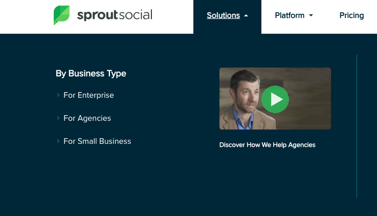 a print screen from Sprout Social showing who they are marketing their tool to, a feature you could use while performing a competitor analysis