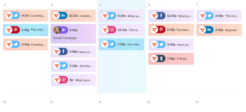 print screen from coschedule, a social media marketing tool for scheduling your posts