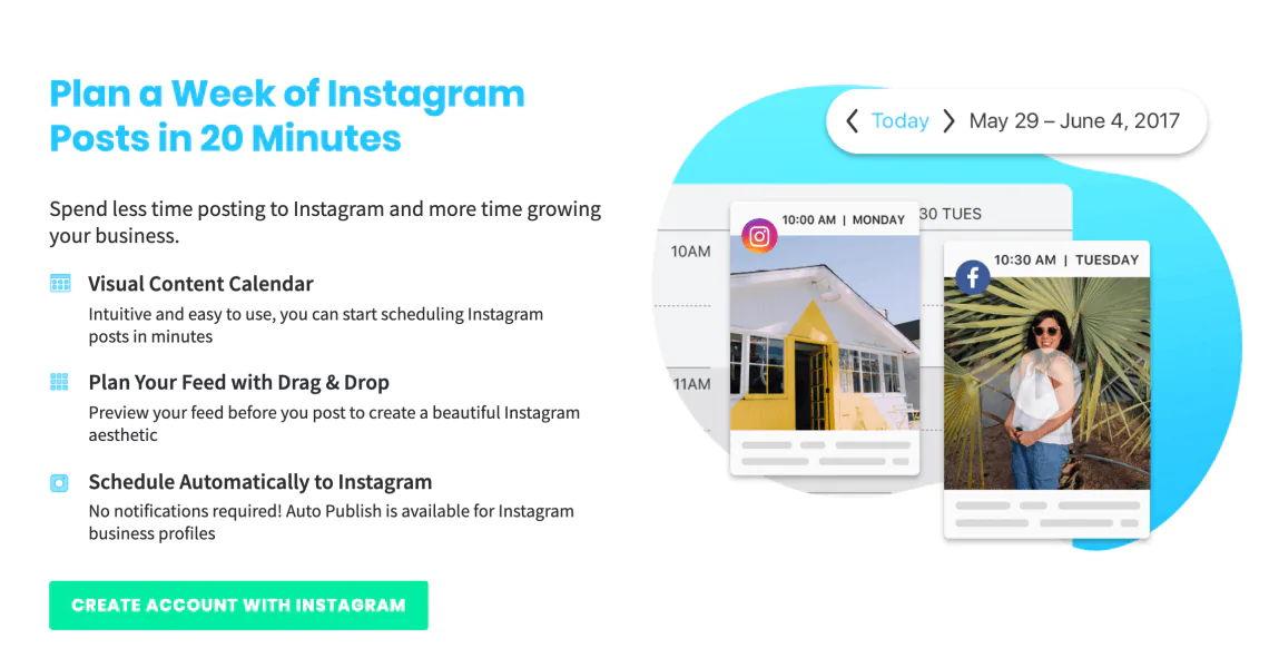 print screen from Later, a social media marketing tool for Instagram