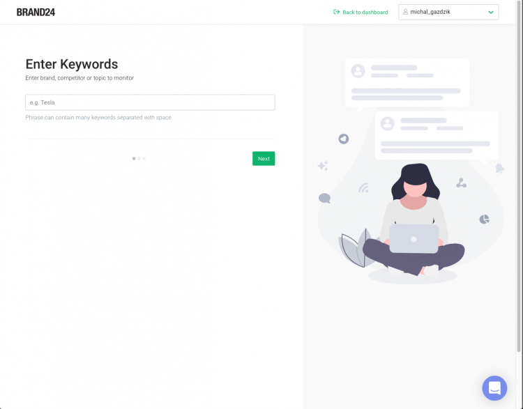 project creation wizard that will help you find online mentions about your competitors