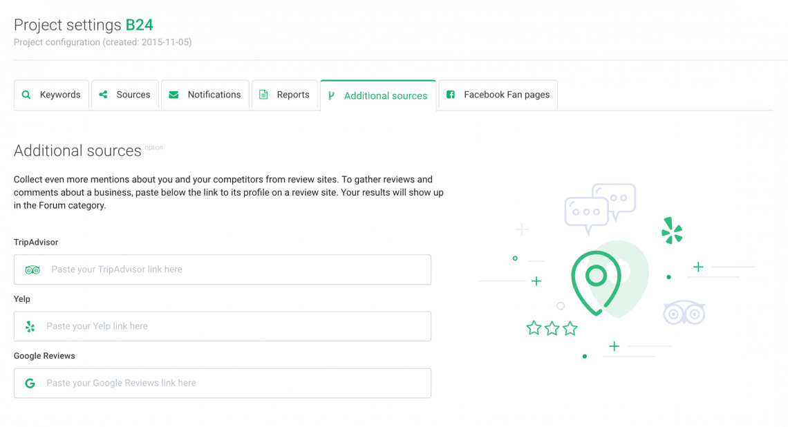 A screenshot of additional sources in Brand24 settings