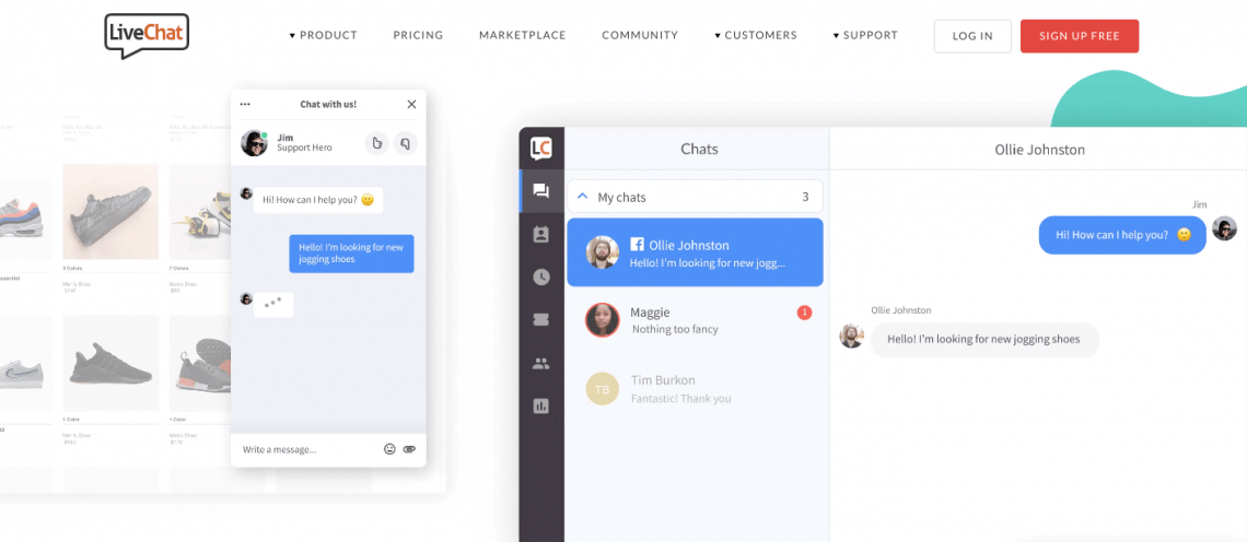 a print screen from LiveChat, a top digital marketing tool