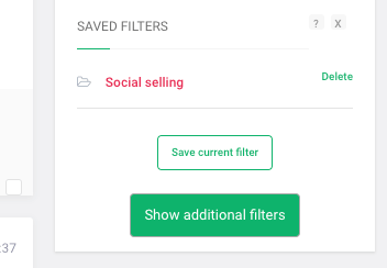 Saved social selling filter inside Brand24
