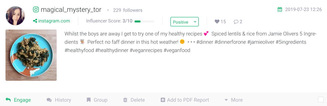 an example of positive mention about a brand
