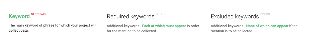 écran d'impression présentant comment définir des mots-clés spécifiques pour suivre les mention sur votre entreprise dans les médias sociaux.