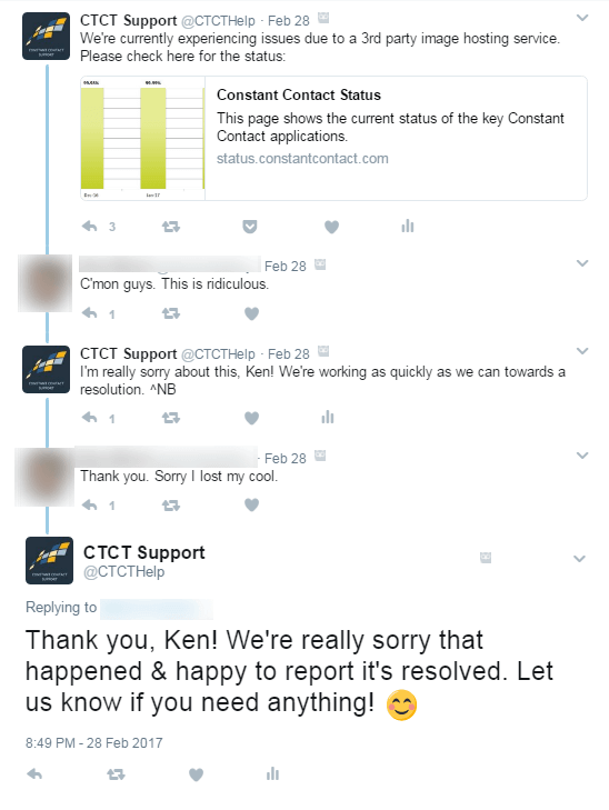 Cómo tratar las malas críticas basadas en una conversación de CTCT Support con un cliente insatisfecho. 