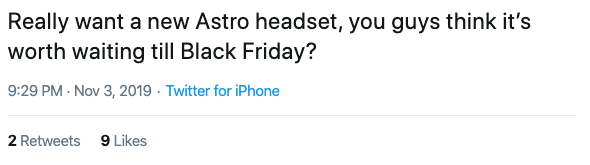 tweet regarding a Black Friday deal