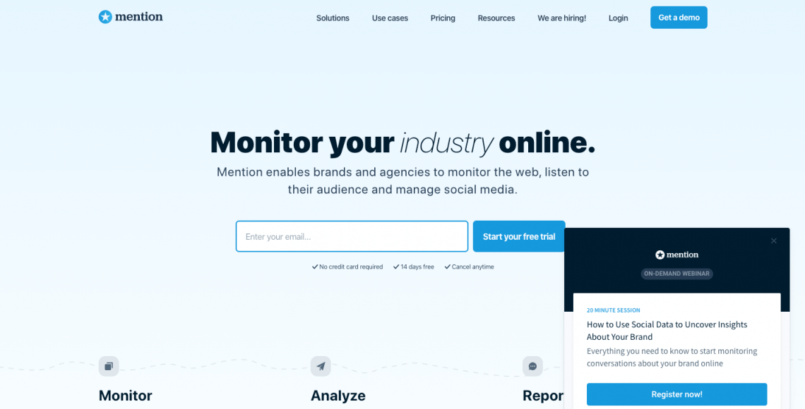 print screen from Mention, a media monitoring tool