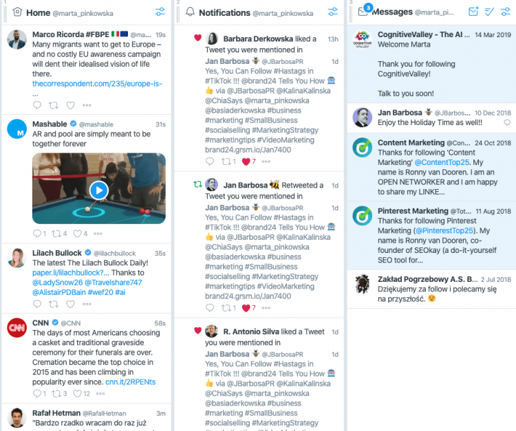 print screen from Tweetdeck, a media monitoring tool