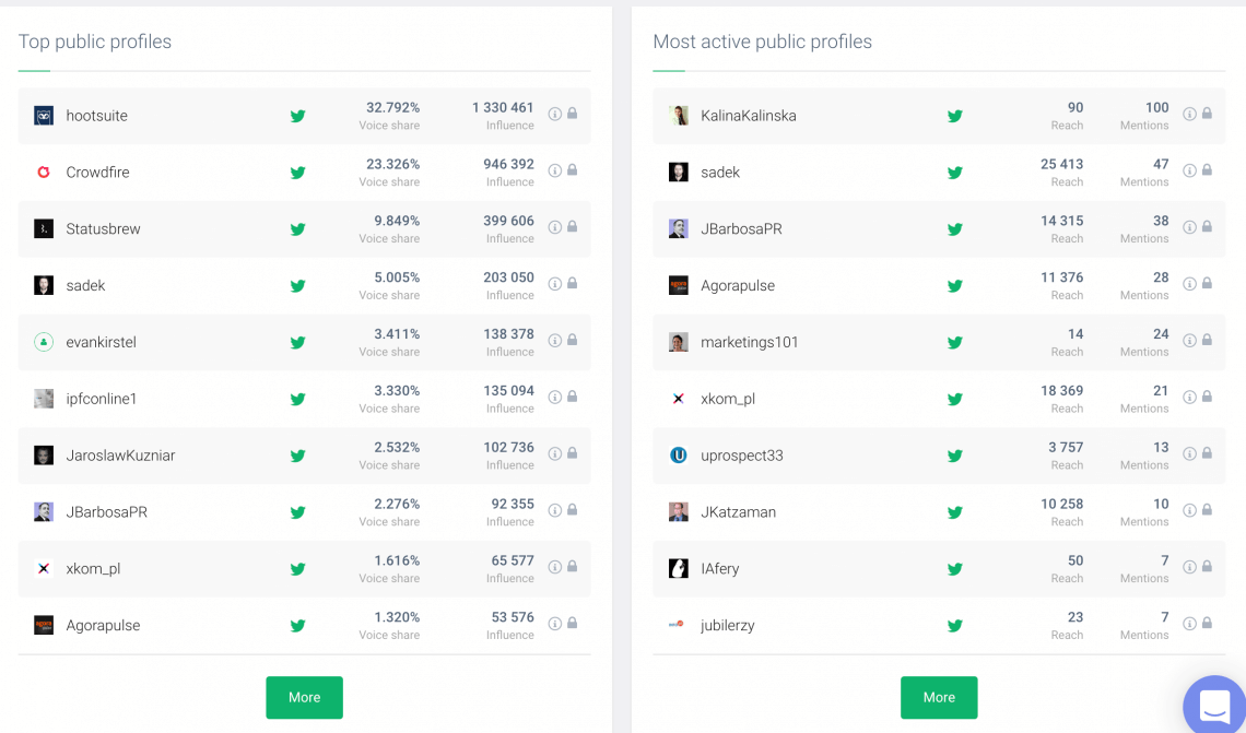 Screenshot of Brand24 showing potential influencers for your brand.