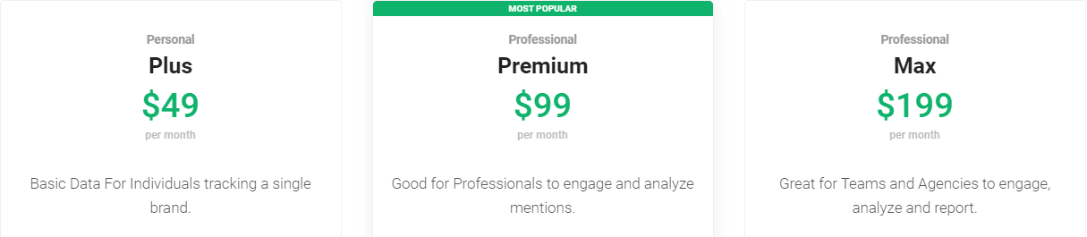 A screenshot of Brand24's pricing