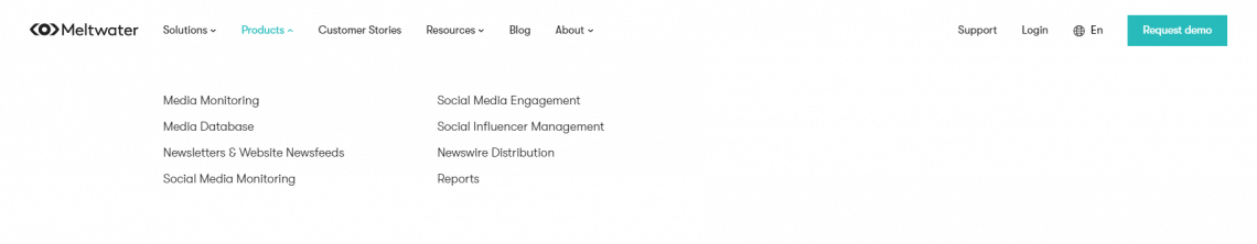 A screenshot showing Melwater's purposes