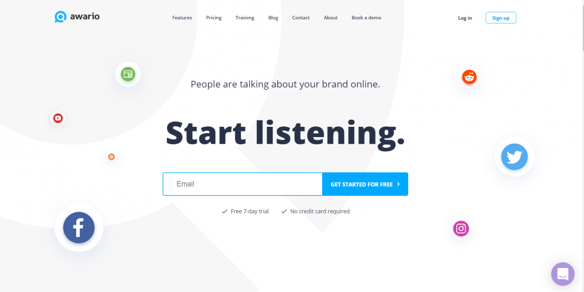 A screenshot of Awario website