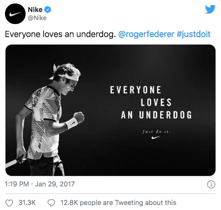 Capture d'écran d'un message publié sur le compte Twitter de Nike