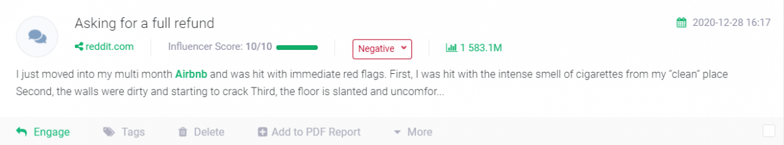 A screenshot showing how sentiment analysis works