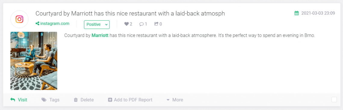 A screenshot of Instagram mention