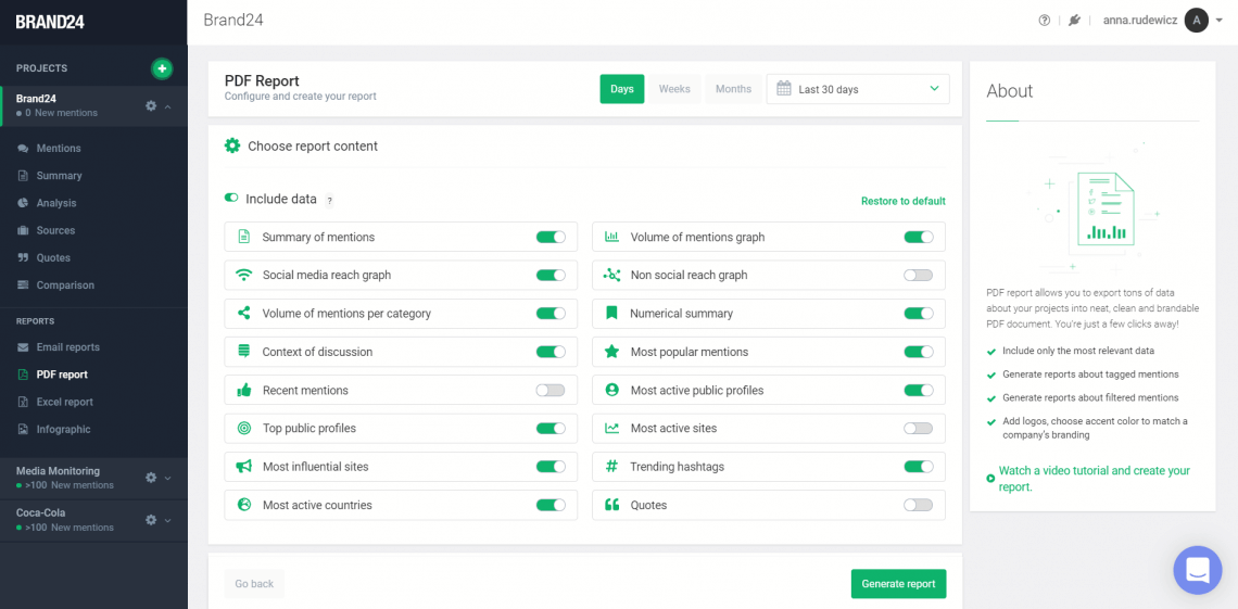 PDF reports creation