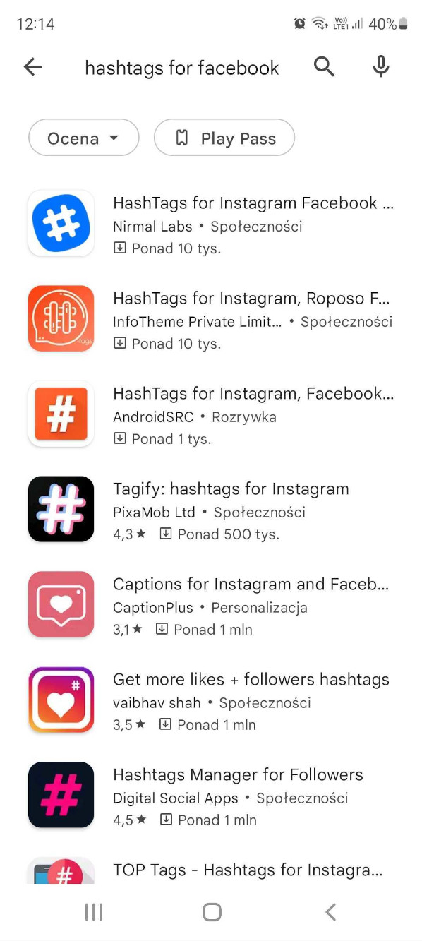 Mobile apps that detect popular Facebook hashtags – Google Play