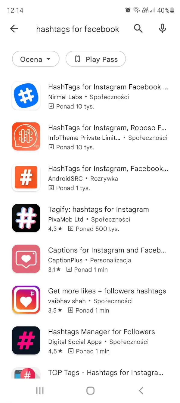 Aplicaciones móviles que detectan hashtags populares de Facebook - Google Play