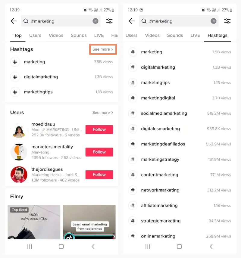 How to discover popular hashtags on TikTok