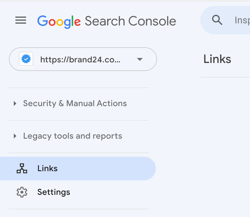 Where to find link reports in Google Search Console.