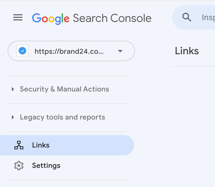 Dónde encontrar informes de enlaces en Google Search Console.